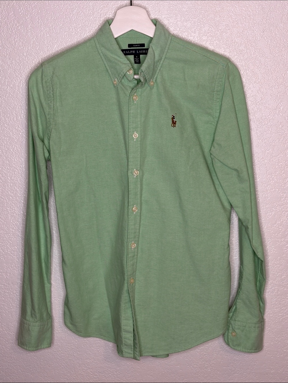 Ralph Lauren Mint Green Cotton Slim Fit Button Down Shirt Size 8 Timeless